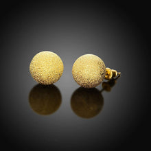 Load image into Gallery viewer, Fashion Simple Plated Gold 12mm Frosted Round Bead Stud Earrings - Glamorousky