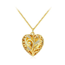 Load image into Gallery viewer, Fashion Romantic Plated Gold Heart-shaped Flower Pendant with Cubic Zircon and Necklace - Glamorousky