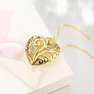 Fashion Romantic Plated Gold Heart-shaped Flower Pendant with Cubic Zircon and Necklace - Glamorousky