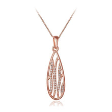 Load image into Gallery viewer, Simple Fashion Plated Rose Gold Hollow Water Drop Pendant with Cubic Zircon and Necklace - Glamorousky
