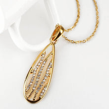 Load image into Gallery viewer, Simple and Fashion Plated Gold Cutout Water Drop Pendant with Cubic Zircon and Necklace - Glamorousky