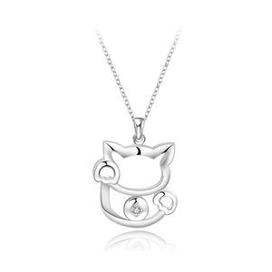 Fashion Simple Cat Pendant with Cubic Zircon and Necklace - Glamorousky