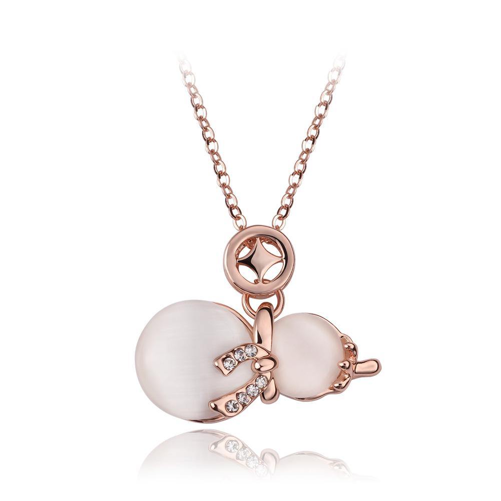 Fashion and Elegant Plated Rose Gold Gourd Pendant with Opal and Necklace - Glamorousky