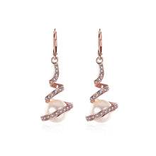 Load image into Gallery viewer, Fashion Elegant Plated Rose Gold Geometric Pearl Earrings with Cubic Zircon - Glamorousky
