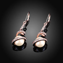 Load image into Gallery viewer, Fashion Elegant Plated Rose Gold Geometric Pearl Earrings with Cubic Zircon - Glamorousky