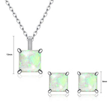 Load image into Gallery viewer, 925 Sterling Silver Fashion Elegant Geometric Square Pendant Necklace and Earring Set with White Austrian Element Crystal - Glamorousky