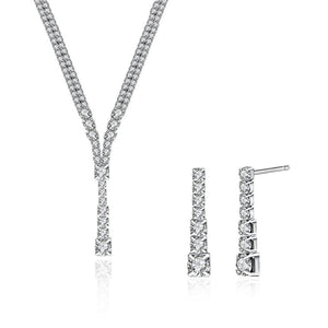 Bright Romantic Geometric Cubic Zircon Necklace and Earring Set - Glamorousky