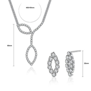 Simple and Fahsion Leaf Shape Necklace and Earring Set with Cubic Zircon - Glamorousky