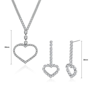 Simple Romantic Hollow Heart Necklace and Earring Set with Cubic Zircon - Glamorousky