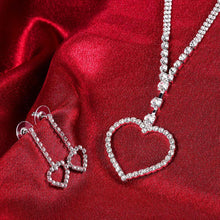 Load image into Gallery viewer, Simple Romantic Hollow Heart Necklace and Earring Set with Cubic Zircon - Glamorousky
