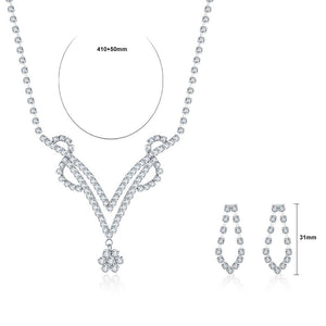 Fashion Romantic Wedding Flower Necklace and Earring Set with Cubic Zircon - Glamorousky