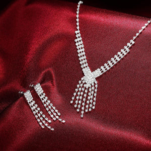 Fashion Romantic Wedding Geometric Tassel Necklace and Earring Set - Glamorousky