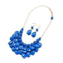 Load image into Gallery viewer, Fashion Exaggerated Plated Gold Blue Geometric Necklace and Earring Set - Glamorousky