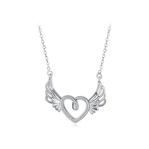 Simple Sweet Heart Wing Cubic Zircon Necklace - Glamorousky