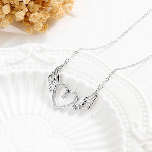 Simple Sweet Heart Wing Cubic Zircon Necklace - Glamorousky