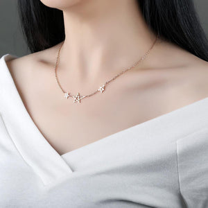 Simple and Fashion Plated Rose Gold Titanium Steel Star Necklace - Glamorousky