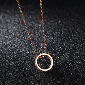Simple Plated Rose Gold Titanium Steel Geometric Pendant with Necklace - Glamorousky