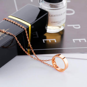Simple Plated Rose Gold Titanium Steel Geometric Pendant with Necklace - Glamorousky