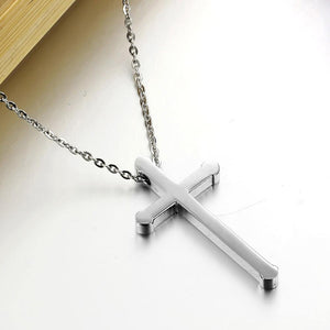 Fashion Simple Titanium Steel Cross Pendant with Necklace - Glamorousky