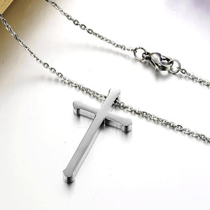 Fashion Simple Titanium Steel Cross Pendant with Necklace - Glamorousky