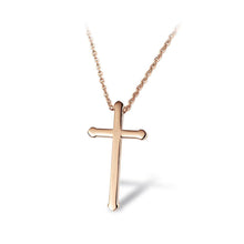 Load image into Gallery viewer, Fashion Simple Plated Rose Gold Titanium Steel Cross Pendant with Necklace - Glamorousky