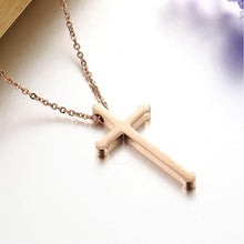 Load image into Gallery viewer, Fashion Simple Plated Rose Gold Titanium Steel Cross Pendant with Necklace - Glamorousky