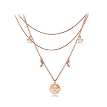 Load image into Gallery viewer, Fashion Plated Rose Gold Titanium Steel Sun Star Moon Multilayer Necklace - Glamorousky