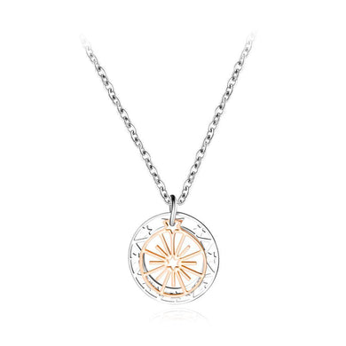 Simple and Fashion Titanium Steel Hollow Compass Star Pendant with Necklace - Glamorousky