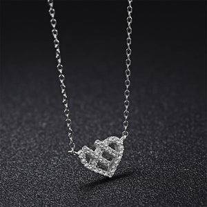 925 Sterling Silver Fashion Sweet Heart Necklace with Cubic Zircon - Glamorousky
