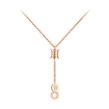 Load image into Gallery viewer, Simple Fashion Plated Rose Gold Titanium Steel Geometric Round Tassel Pendant with Necklace - Glamorousky