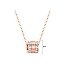 Load image into Gallery viewer, Fashion Simple Plated Rose Gold Titanium Steel Roman Numeral Geometric Pendant with Austrian Element Crystal and Necklace - Glamorousky