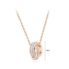 Load image into Gallery viewer, Fashion and Simple Plated Rose Gold Titanium Steel Double Ring Pendant with Cubic Zircon and Necklace - Glamorousky