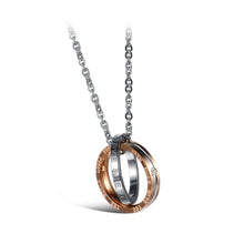 Load image into Gallery viewer, Fashion Simple Plated Rose Gold Titanium Steel Circle Pendant with Cubic Zircon and Necklace - Glamorousky