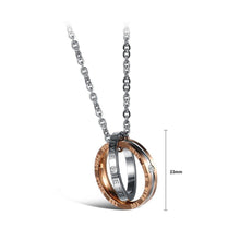 Load image into Gallery viewer, Fashion Simple Plated Rose Gold Titanium Steel Circle Pendant with Cubic Zircon and Necklace - Glamorousky