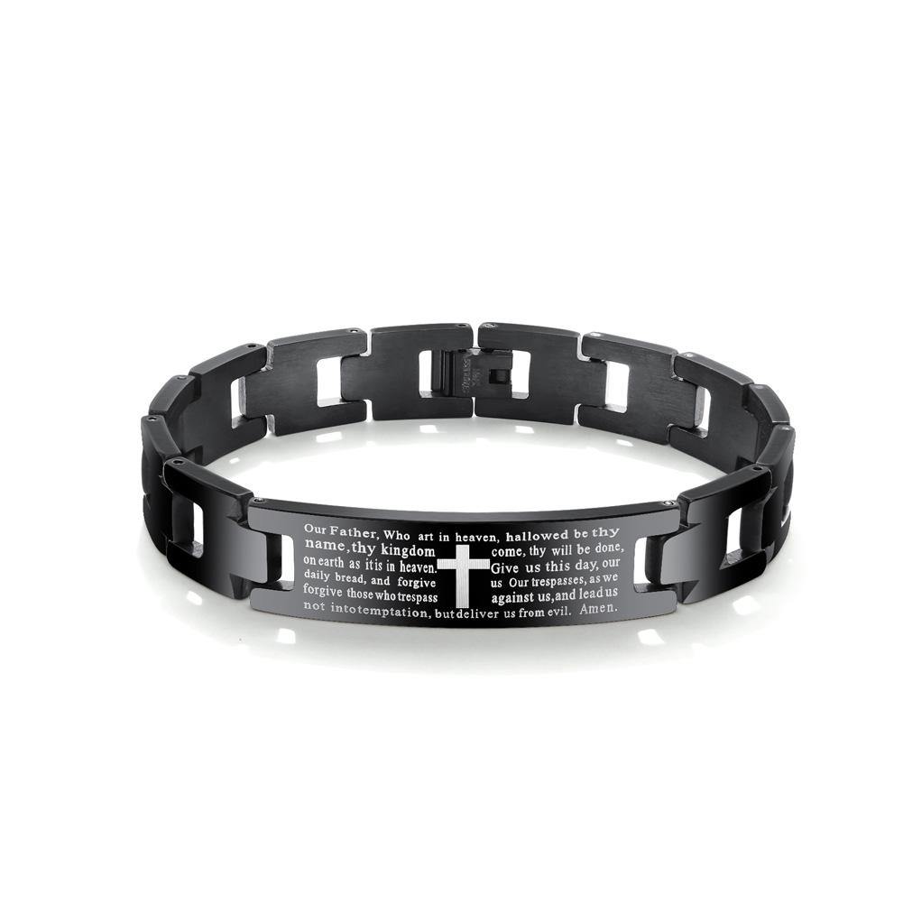 Fashion Scripture Cross Titanium Steel Bracelet - Glamorousky
