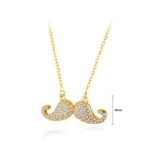Simple Personality Plated Gold Beard Necklace with Cubic Zircon - Glamorousky
