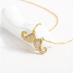 Simple Personality Plated Gold Beard Necklace with Cubic Zircon - Glamorousky