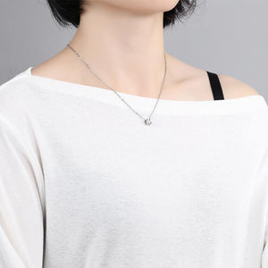 Fashion and Simple Titanium Steel Geometric Pendant with Cubic Zircon and Necklace - Glamorousky