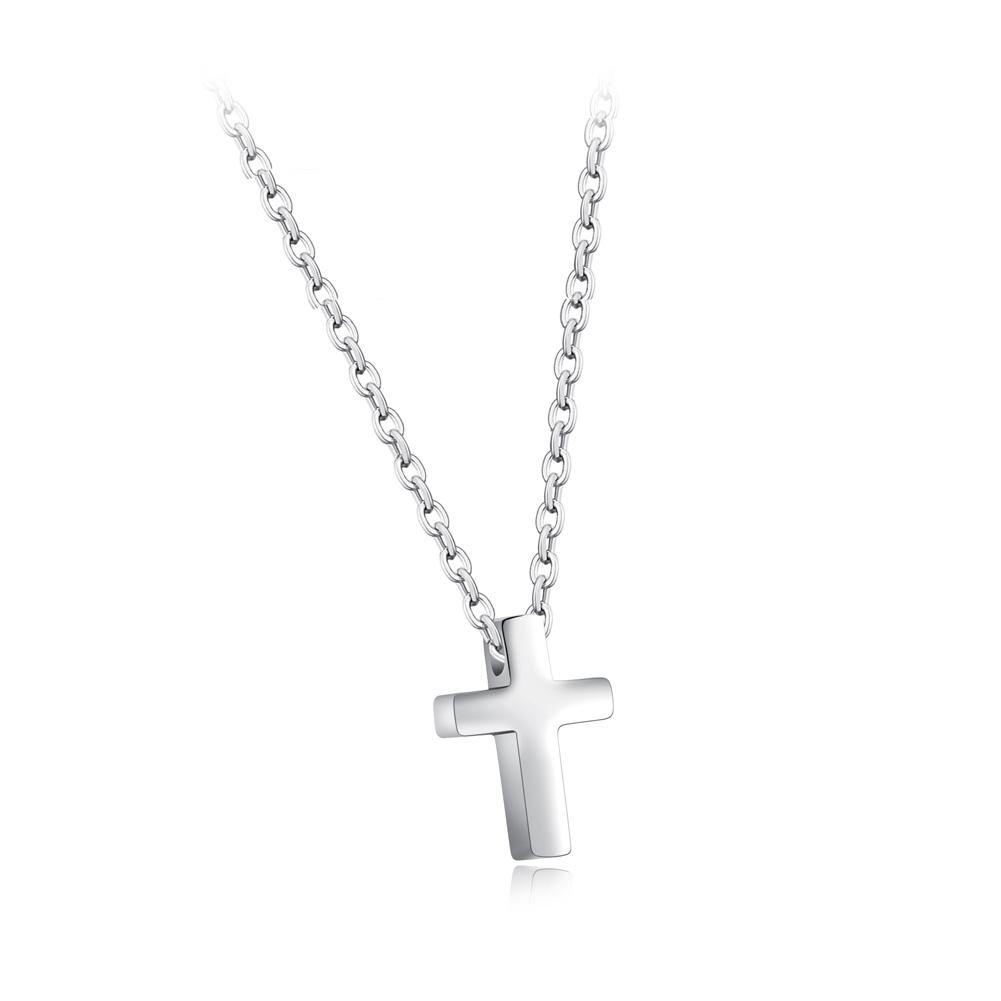 Simple and Fashion Titanium Steel Cross Pendant with Necklace - Glamorousky