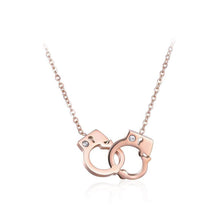 Load image into Gallery viewer, Fashion Plated Rose Gold Titanium Steel Handcuff Shape Necklace with Cubic Zircon - Glamorousky