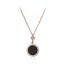 Load image into Gallery viewer, Fashion and Elegant Plated Rose Gold Titanium Steel Geometric Round Pendant with Cubic Zircon and Necklace - Glamorousky