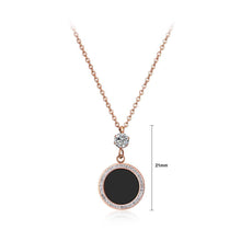 Load image into Gallery viewer, Fashion and Elegant Plated Rose Gold Titanium Steel Geometric Round Pendant with Cubic Zircon and Necklace - Glamorousky