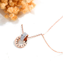 Load image into Gallery viewer, Fashion Simple Plated Rose Gold Titanium Steel Geometric Circle Pendant with Cubic Zircon and Necklace - Glamorousky