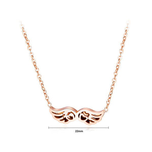 Fashion Simple Plated Rose Gold Heart Wing Titanium Steel Necklace - Glamorousky