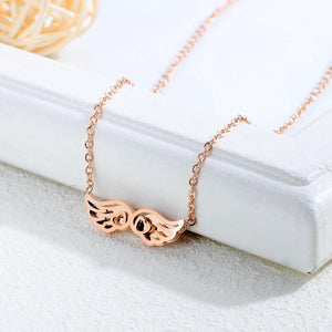 Fashion Simple Plated Rose Gold Heart Wing Titanium Steel Necklace - Glamorousky
