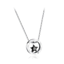 Load image into Gallery viewer, Fashion and Simple Titanium Steel Star Round Pendant with Black Cubic Zircon and Necklace - Glamorousky