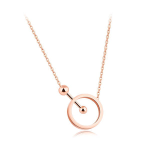 Simple Fashion Plated Rose Gold Titanium Steel Openwork Round Necklace - Glamorousky