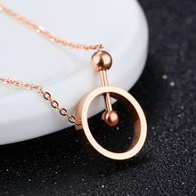 Load image into Gallery viewer, Simple Fashion Plated Rose Gold Titanium Steel Openwork Round Necklace - Glamorousky