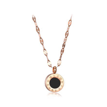 Load image into Gallery viewer, Fashion Classic Plated Rose Gold Titanium Steel Roman Figure Geometric Round Pendant with Necklace - Glamorousky