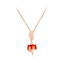 Load image into Gallery viewer, Fashion Elegant Plated Rose Gold Titanium Steel Red Fox Pendant with Necklace - Glamorousky